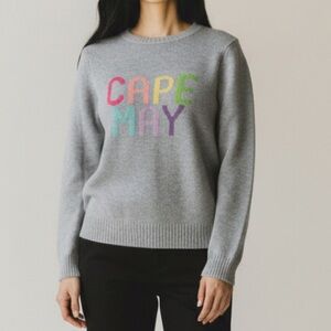Ellsworth & Ivey Cape May Sweater Colorful Lettering Pullover S Coastal Preppy